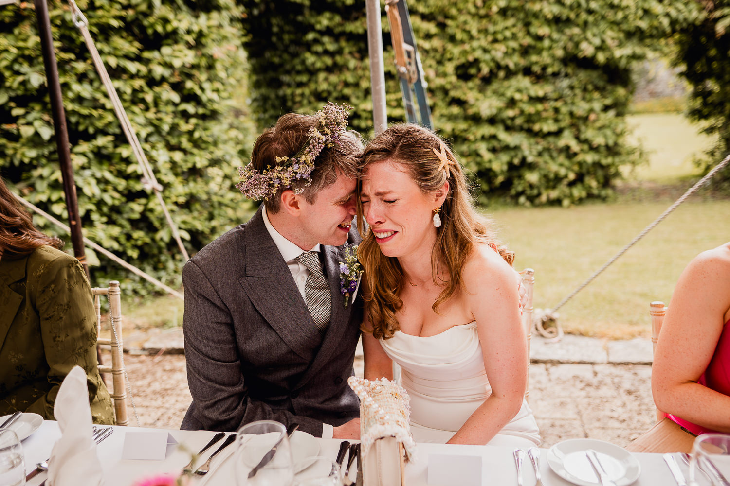 Bride crying during speeches at Martinstown House Kildare